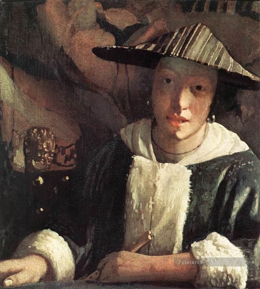 Jeune fille avec une flûte baroque Johannes Vermeer Peintures à l'huile